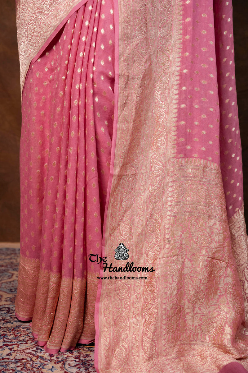 Khaddi Georgette Handloom Banarasi Saree - Water Zari