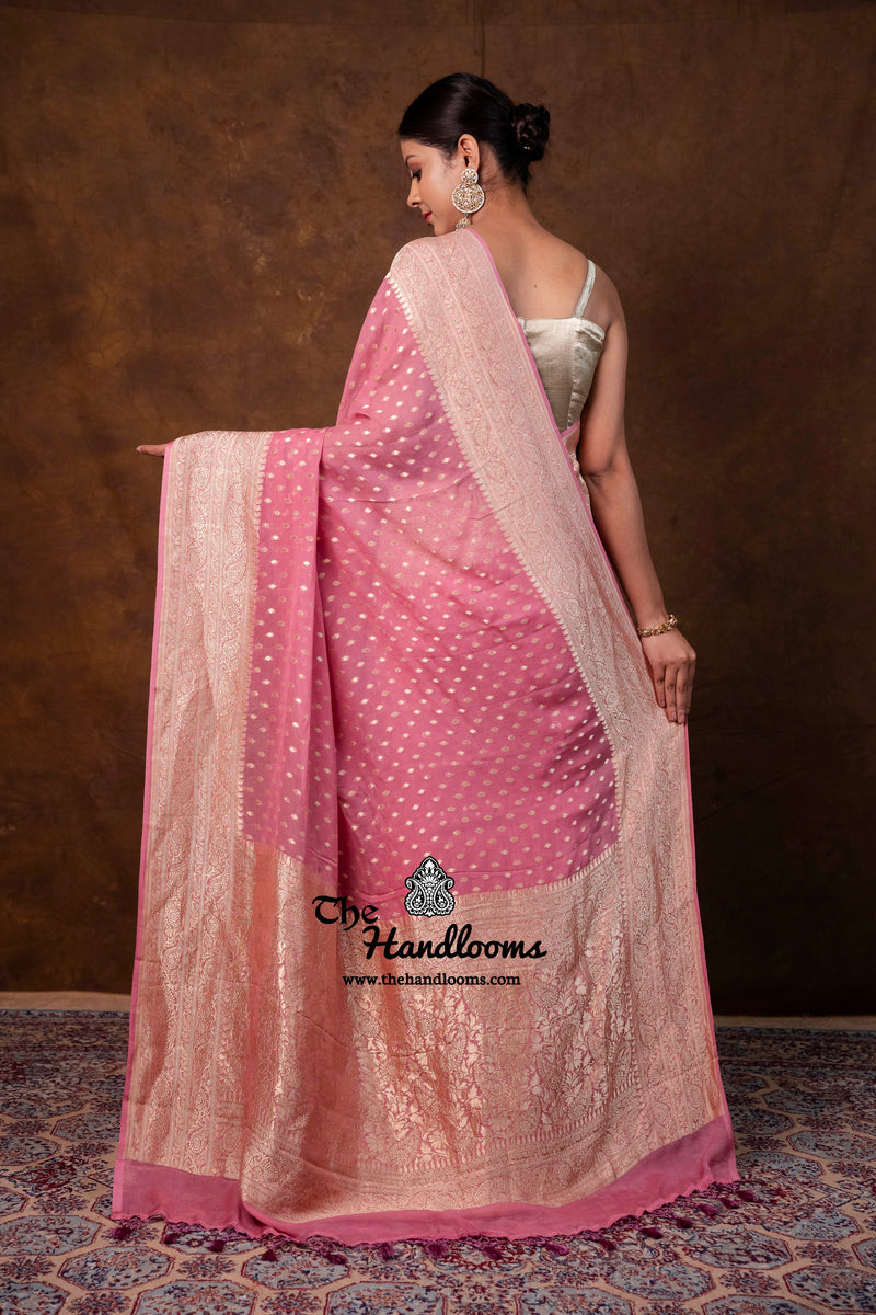 Khaddi Georgette Handloom Banarasi Saree - Water Zari