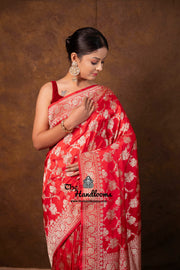 Pure Katan Silk Banarasi Handloom Saree - All Over Jaal Work - The Handlooms
