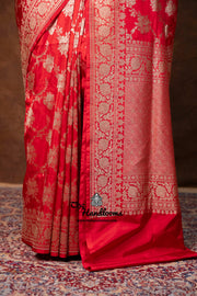 Pure Katan Silk Banarasi Handloom Saree - All Over Jaal Work - The Handlooms