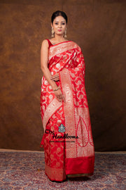 Pure Katan Silk Banarasi Handloom Saree - All Over Sona Roopa Jaal Work - The Handlooms