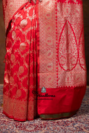 Pure Katan Silk Banarasi Handloom Saree - All Over Sona Roopa Jaal Work - The Handlooms