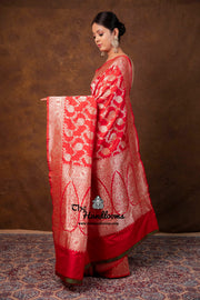 Pure Katan Silk Banarasi Handloom Saree - All Over Sona Roopa Jaal Work - The Handlooms