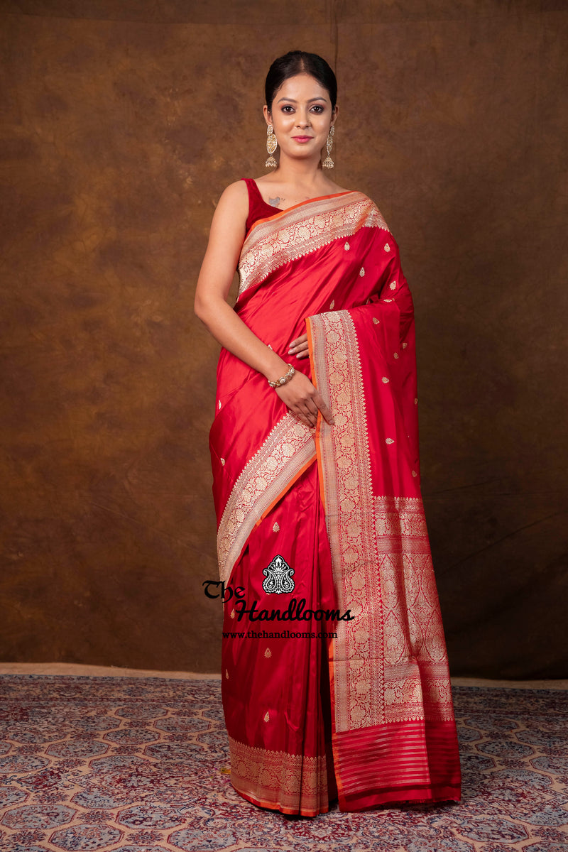 Pure Katan Silk Banarasi Handloom Saree - All Over Kadua Motifs
