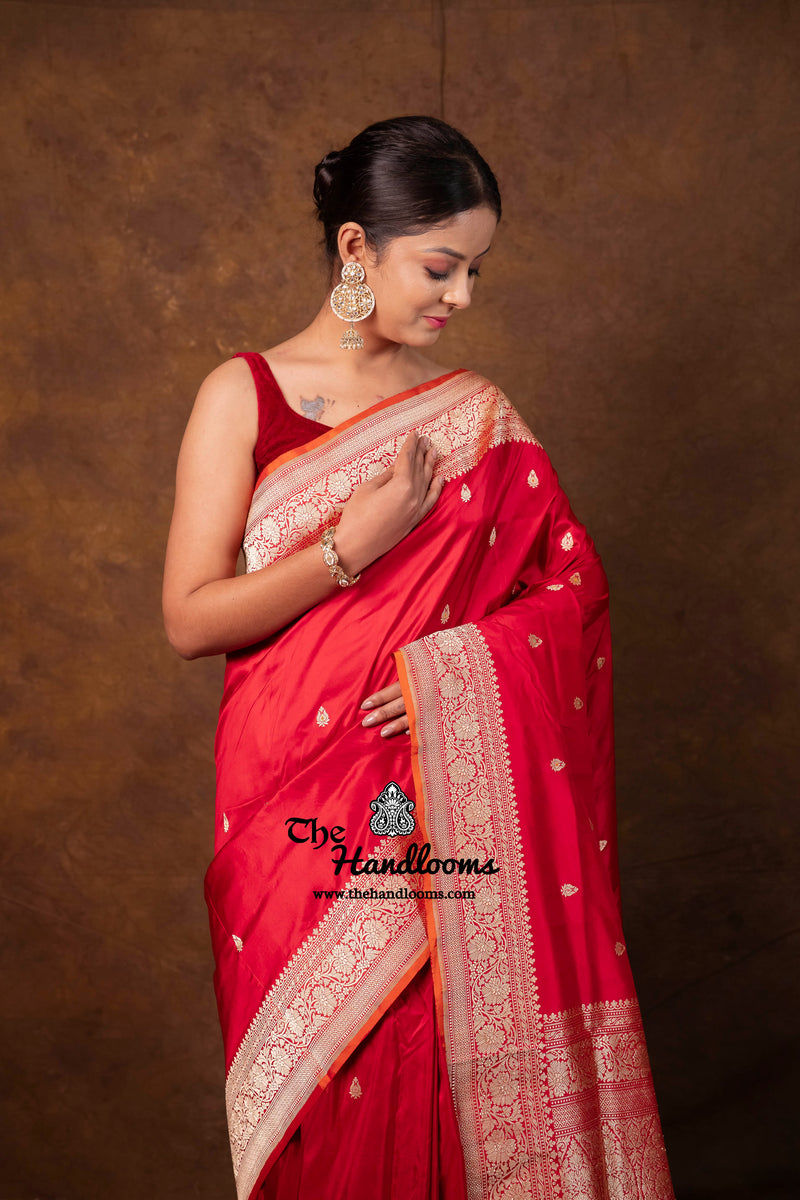 Pure Katan Silk Banarasi Handloom Saree - All Over Kadua Motifs