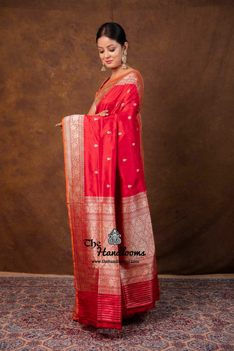 Pure Katan Silk Banarasi Handloom Saree - All Over Kadua Motifs