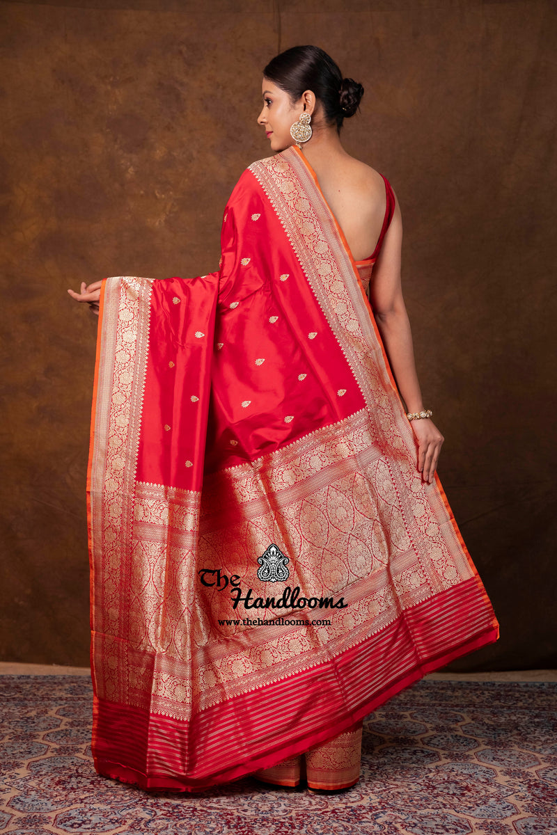 Pure Katan Silk Banarasi Handloom Saree - All Over Kadua Motifs