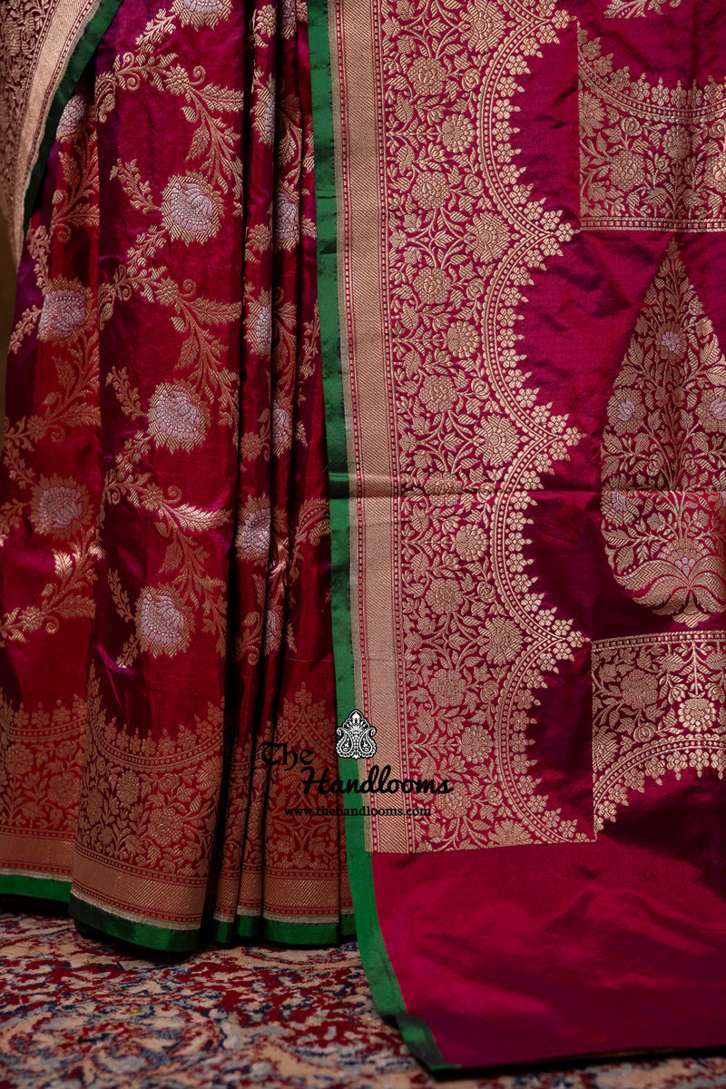 Pure Katan Silk Banarasi Handloom Saree - All Over Sona Roopa Jaal Work