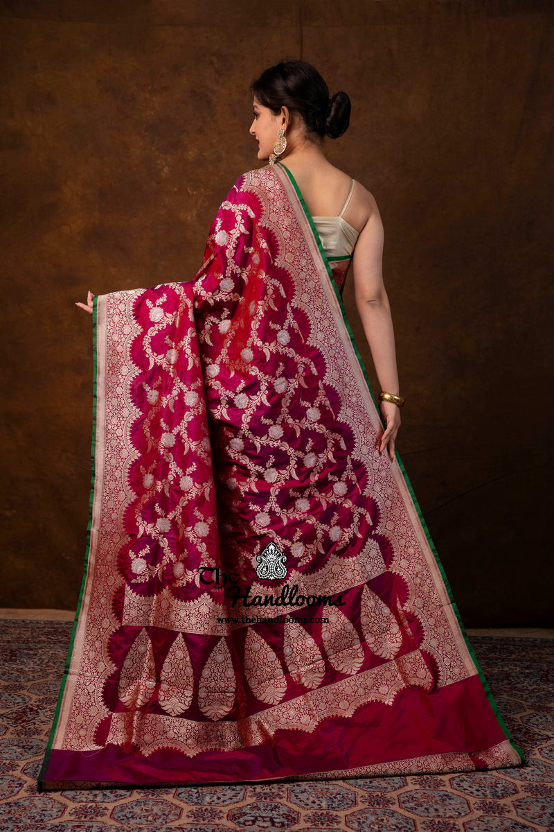 Pure Katan Silk Banarasi Handloom Saree - All Over Sona Roopa Jaal Work
