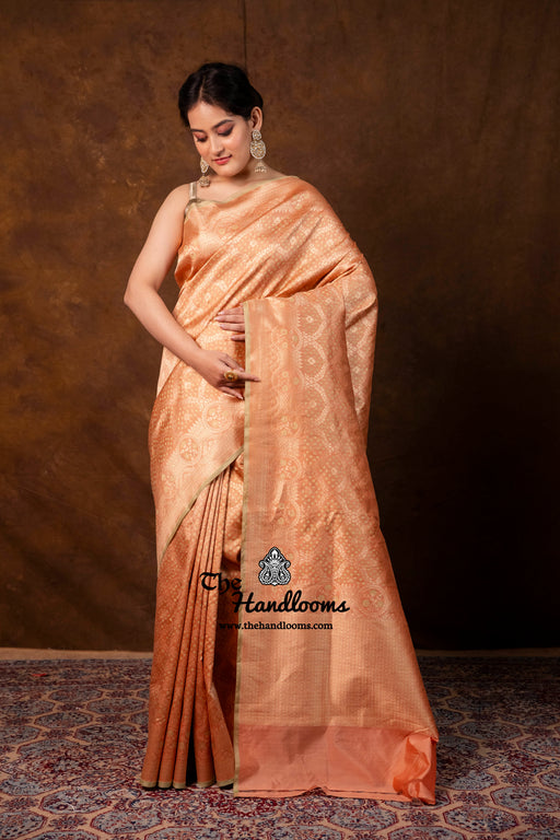 Pure Katan Silk Banarasi Handloom Saree - All Over Jaal Work - The Handlooms