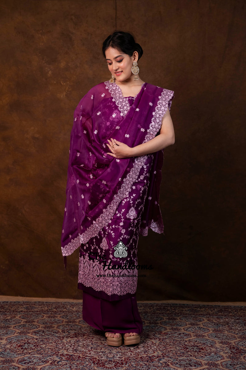 pure organza dress material Pure Silk Organza Embroidered Fabric by the Yard Indian Embroidery Bridal Sheer Floral Wedding Dress Delicate Designer Dress Material Saree
