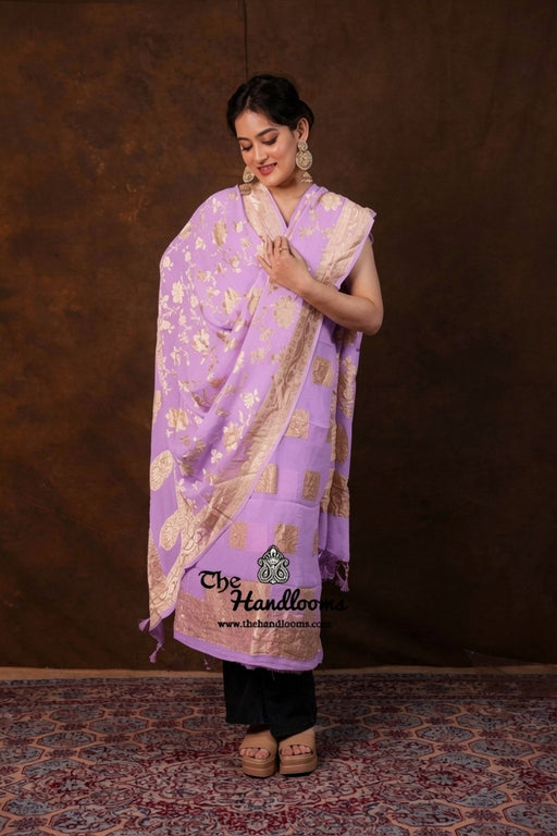 Khaddi Georgette Banarasi Dress Material Water Zari - The Handlooms