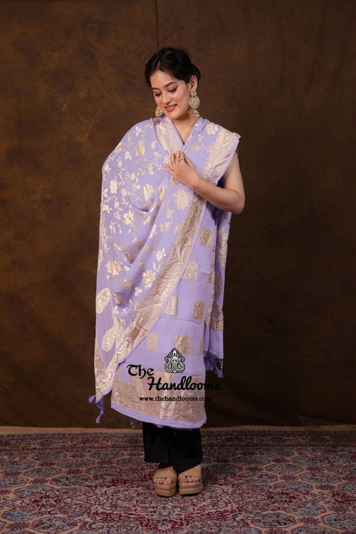 Khaddi Georgette Banarasi Dress Material Water Zari - The Handlooms