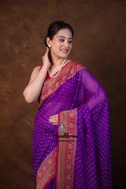 Pure Khaddi Georgette Handloom Banarasi Saree - Antique Zari - The Handlooms
