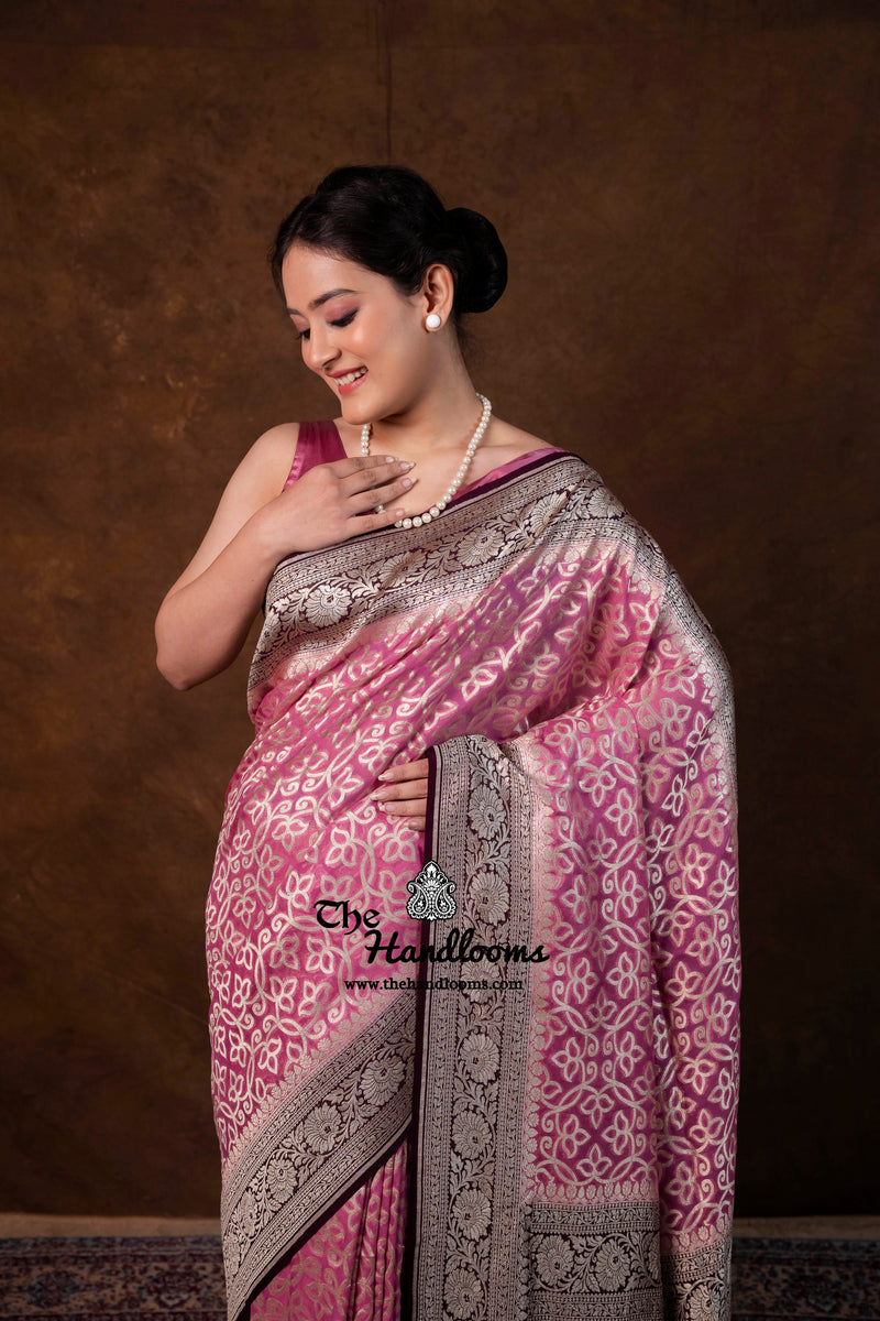 Khaddi Georgette Handloom Banarasi Saree - Water Zari