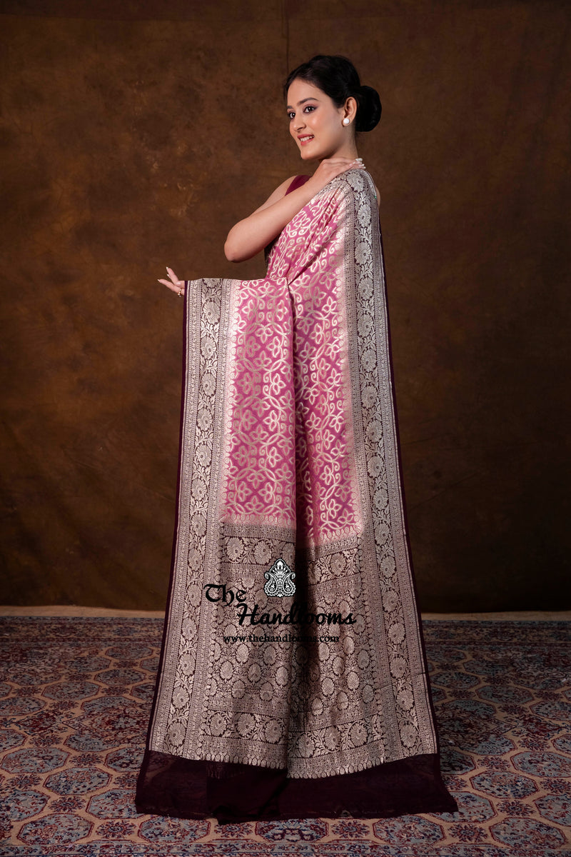 Khaddi Georgette Handloom Banarasi Saree - Water Zari