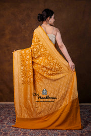 Khaddi Georgette Handloom Banarasi Saree - Gold Zari - The Handlooms
