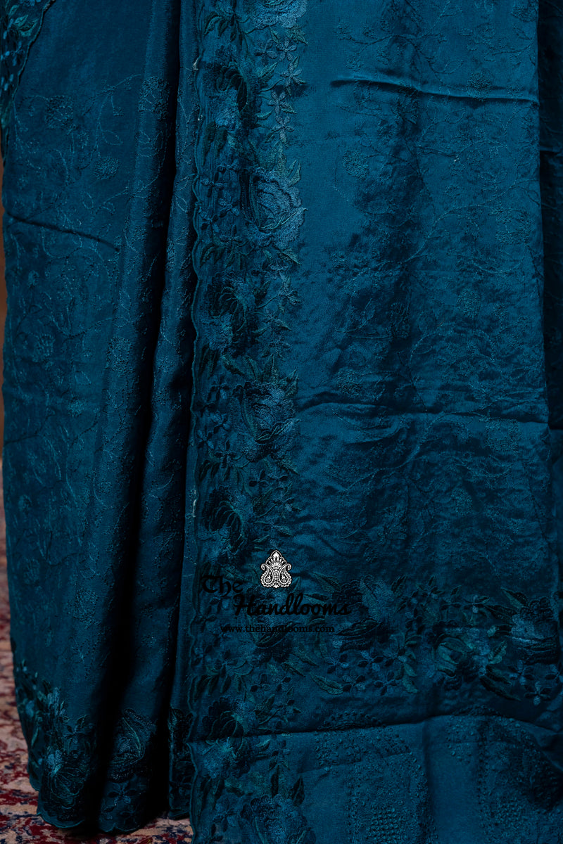 Pure Georgette Chikankari Handloom Banarasi Saree