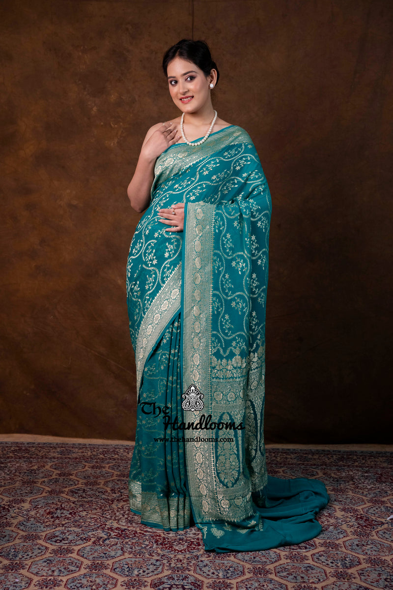 Khaddi Georgette Handloom Banarasi Saree - Water Zari