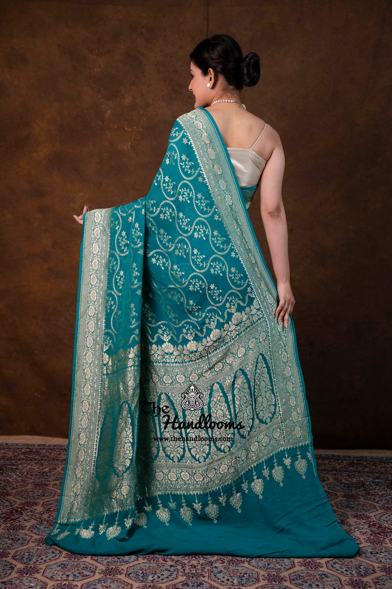 Khaddi Georgette Handloom Banarasi Saree - Water Zari