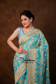 Khaddi Georgette Handloom Banarasi Saree - Gold Zari - The Handlooms