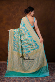 Khaddi Georgette Handloom Banarasi Saree - Gold Zari - The Handlooms