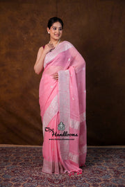 Pure Georgette Banarasi Handloom Saree - Silver Zari - The Handlooms