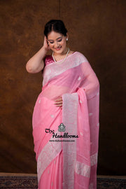 Pure Georgette Banarasi Handloom Saree - Silver Zari - The Handlooms