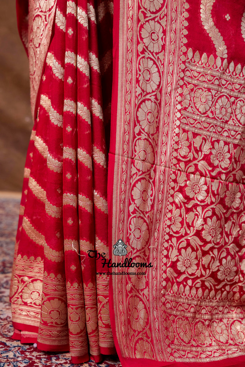 Khaddi Georgette Handloom Banarasi Saree - Water Zari