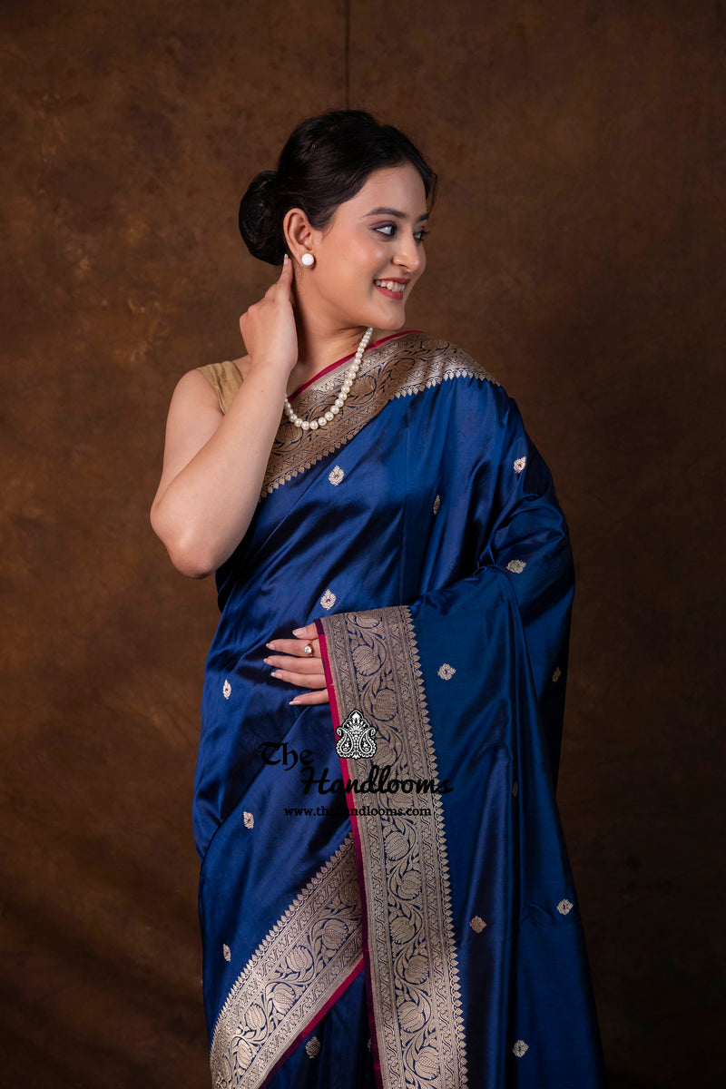 Pure Katan Silk Banarasi Handloom Saree - All Over Kadua Motifs