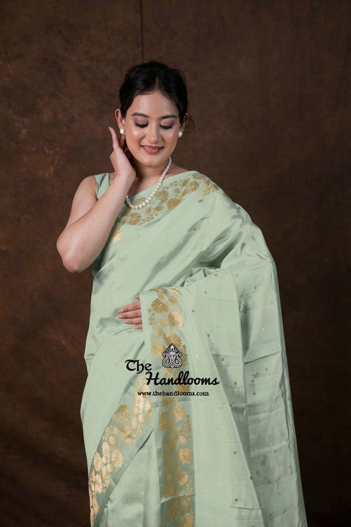 Pure Mango Silk Banarasi Handloom Saree - All over Kadua Motifs - The Handlooms