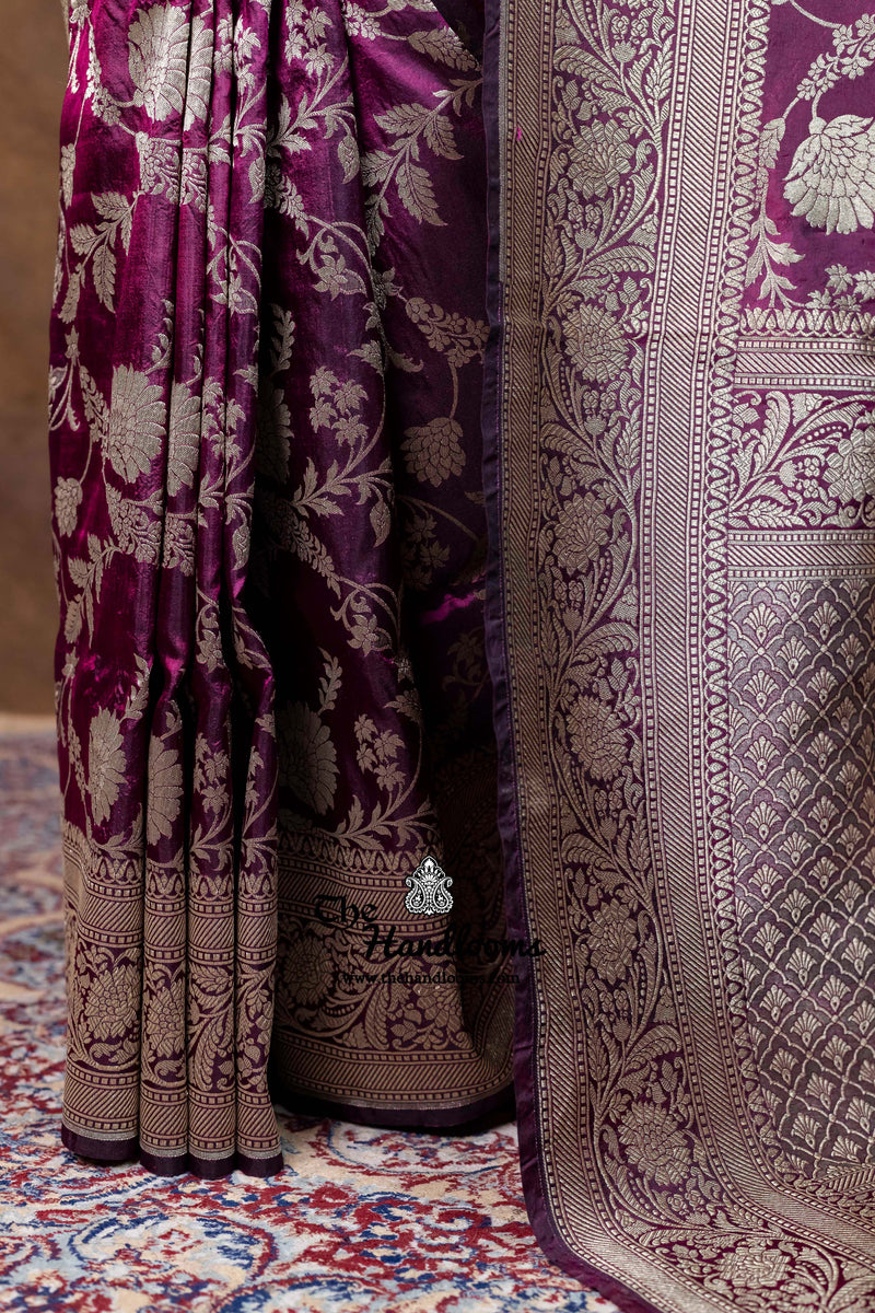 Pure Katan Silk Banarasi Handloom Saree - All Over Jaal Work