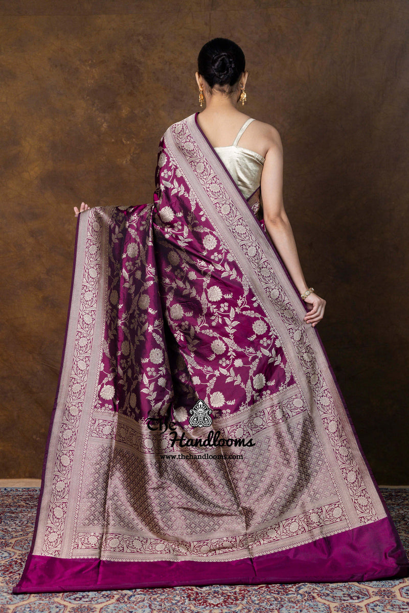 Pure Katan Silk Banarasi Handloom Saree - All Over Jaal Work