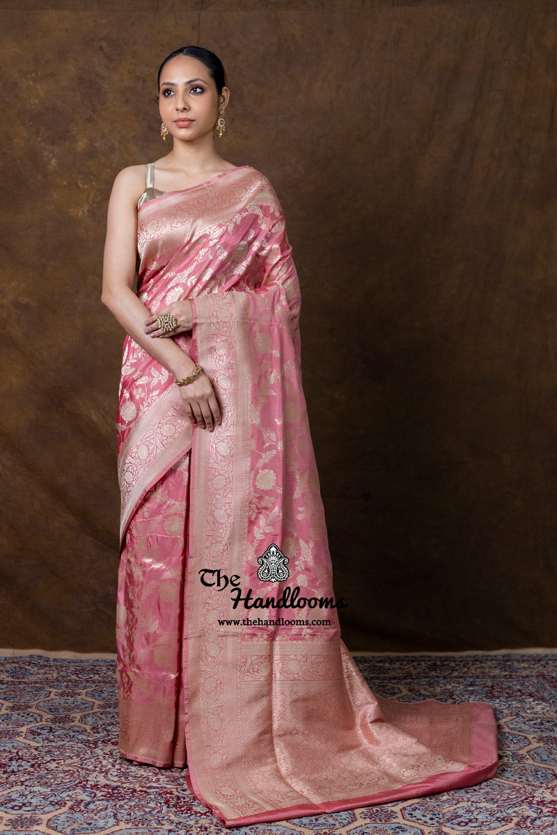 Pure Katan Silk Banarasi Handloom Saree - All Over Jaal Work