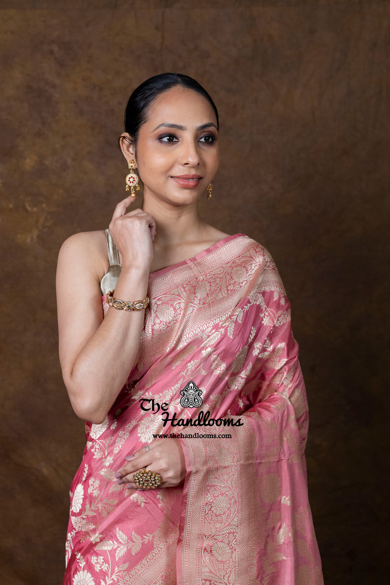 Pure Katan Silk Banarasi Handloom Saree - All Over Jaal Work