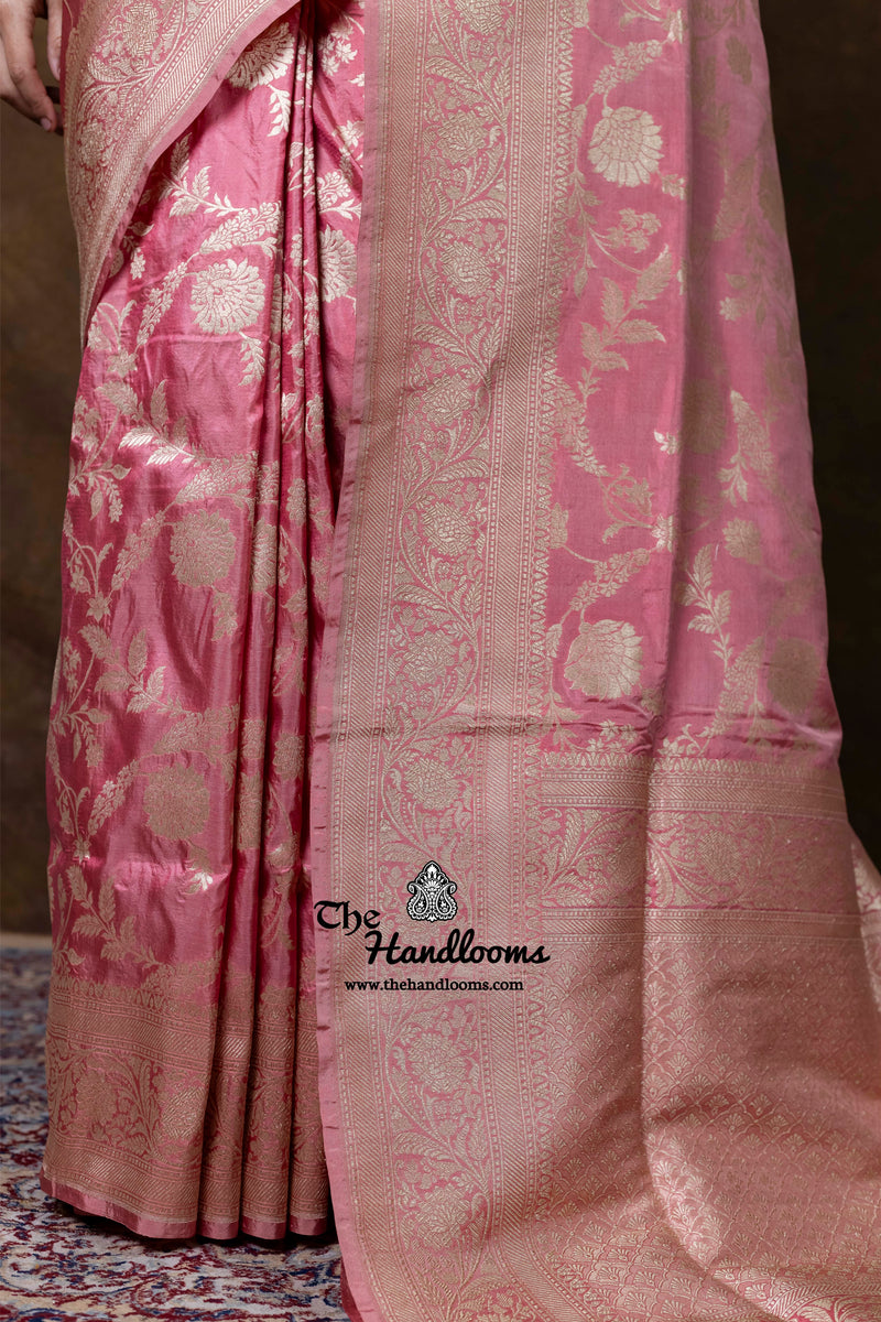 Pure Katan Silk Banarasi Handloom Saree - All Over Jaal Work