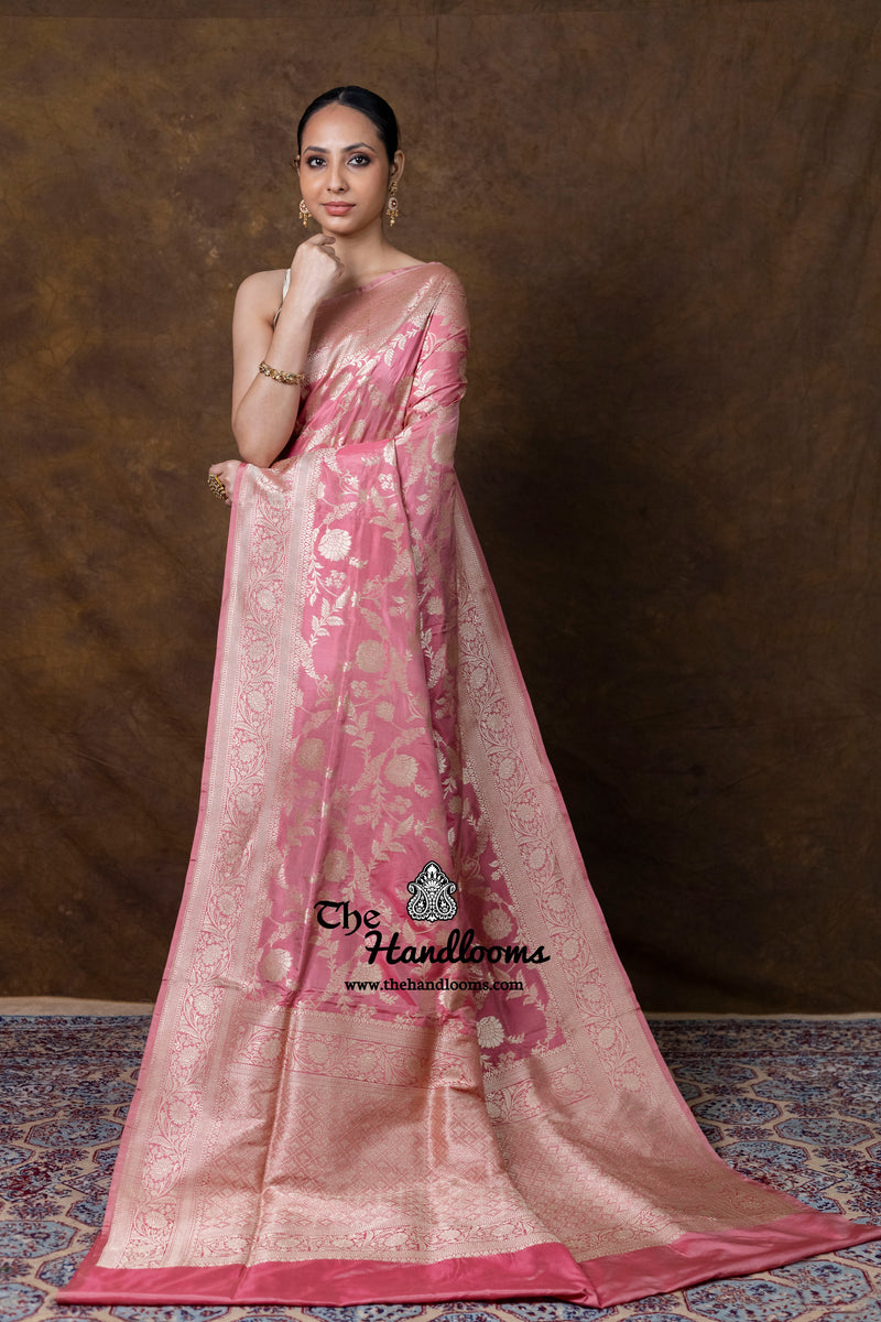 Pure Katan Silk Banarasi Handloom Saree - All Over Jaal Work