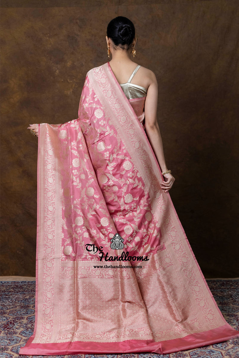 Pure Katan Silk Banarasi Handloom Saree - All Over Jaal Work