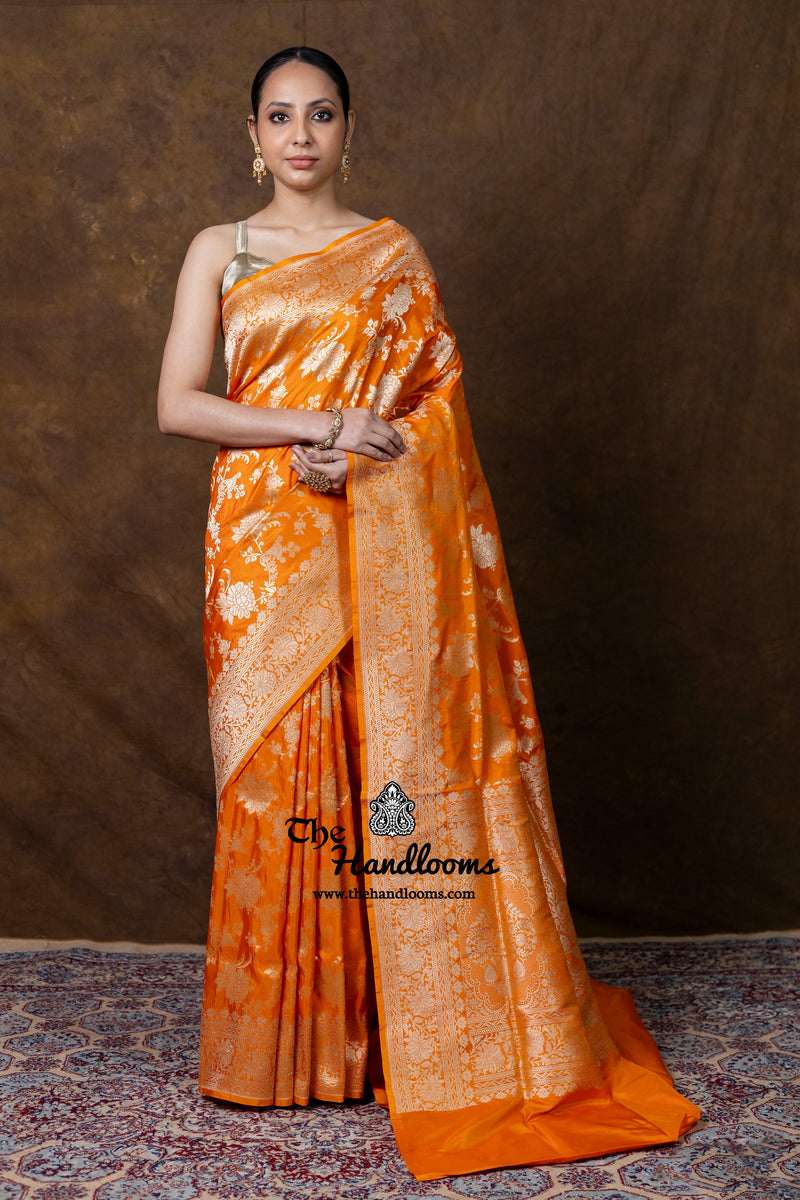 Pure Katan Silk Banarasi Handloom Saree - All Over Jaal Work