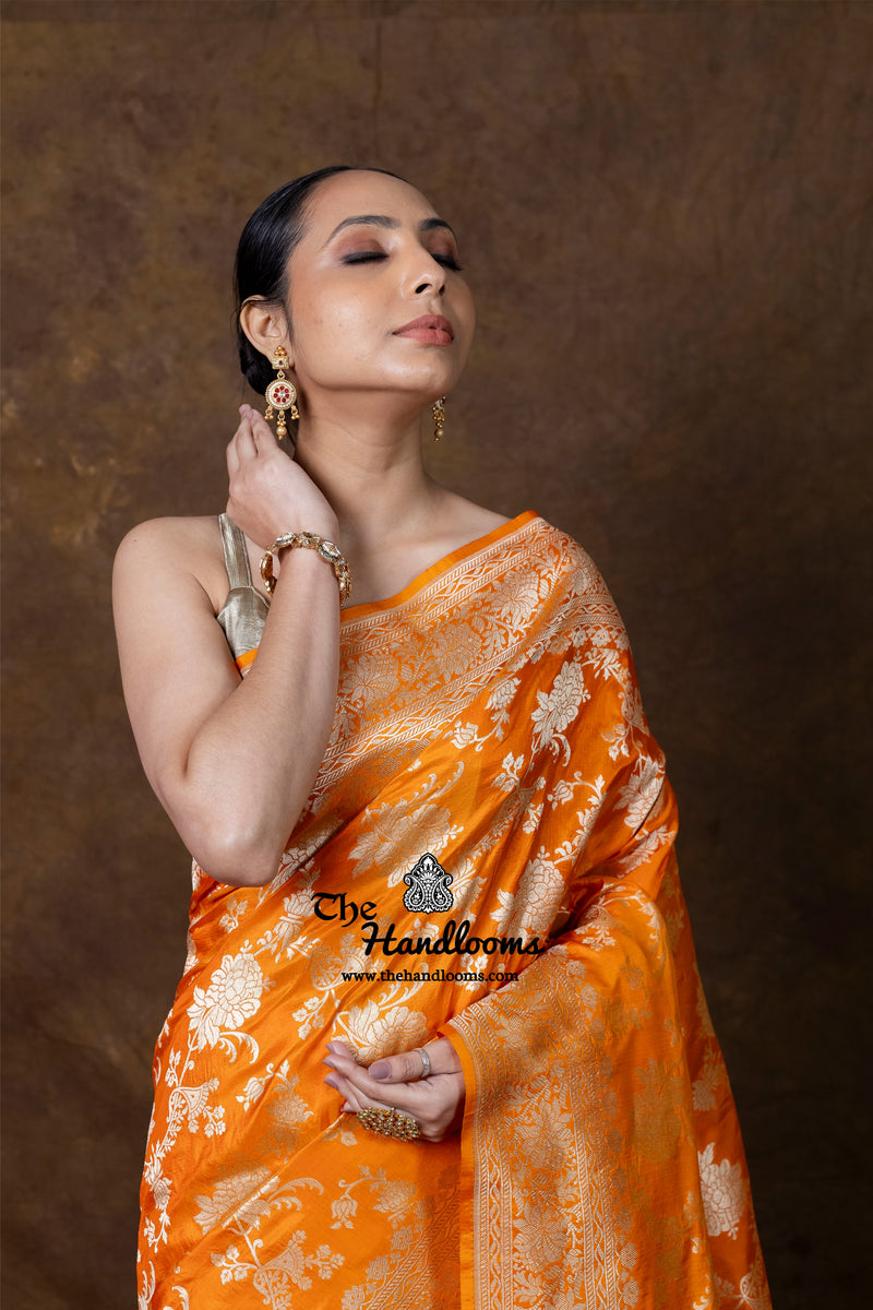 Pure Katan Silk Banarasi Handloom Saree - All Over Jaal Work