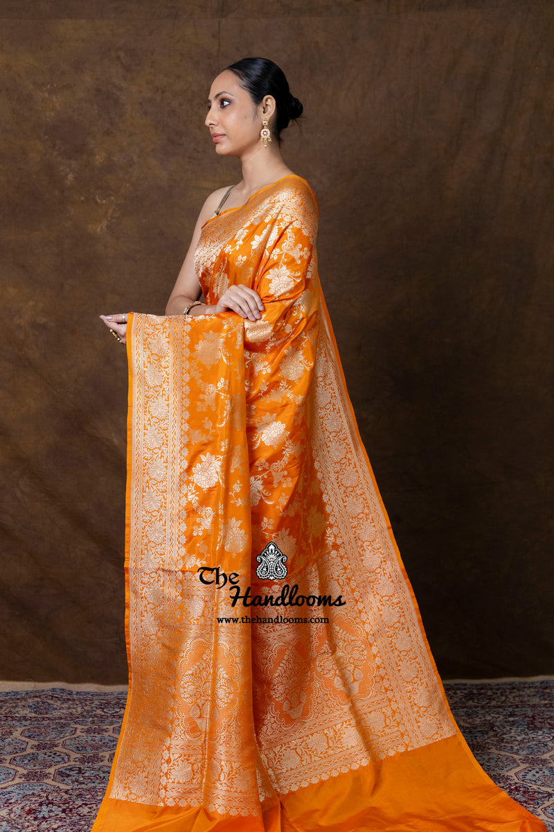 Pure Katan Silk Banarasi Handloom Saree - All Over Jaal Work