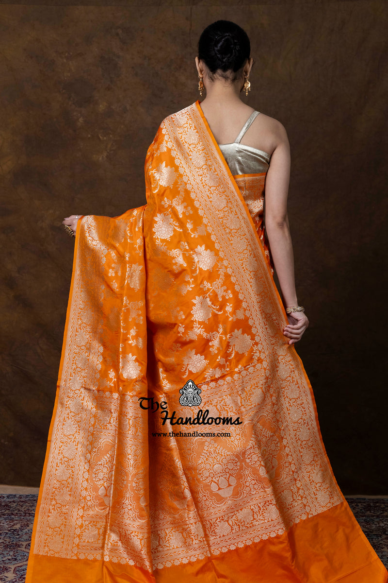 Pure Katan Silk Banarasi Handloom Saree - All Over Jaal Work