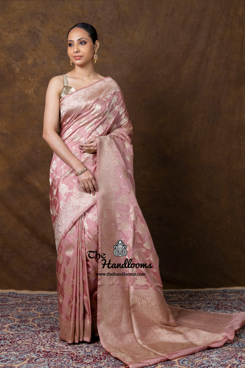 Pure Katan Silk Banarasi Handloom Saree - All Over Jaal Work