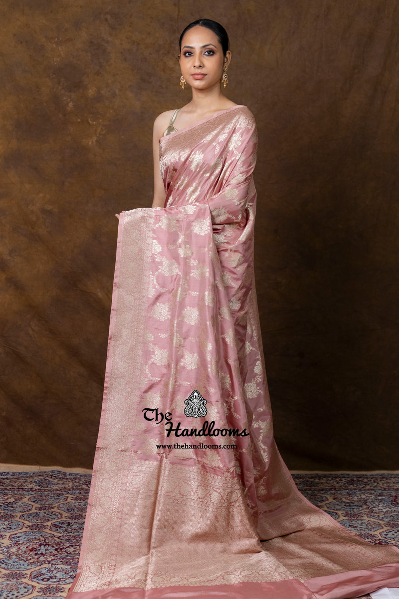 Pure Katan Silk Banarasi Handloom Saree - All Over Jaal Work