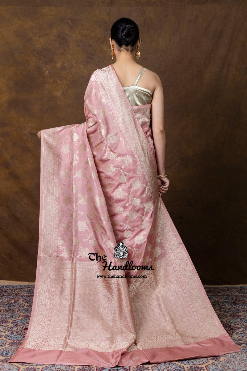 Pure Katan Silk Banarasi Handloom Saree - All Over Jaal Work