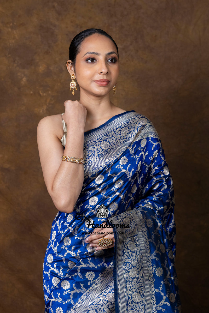 Pure Katan Silk Banarasi Handloom Saree - All Over Jaal Work