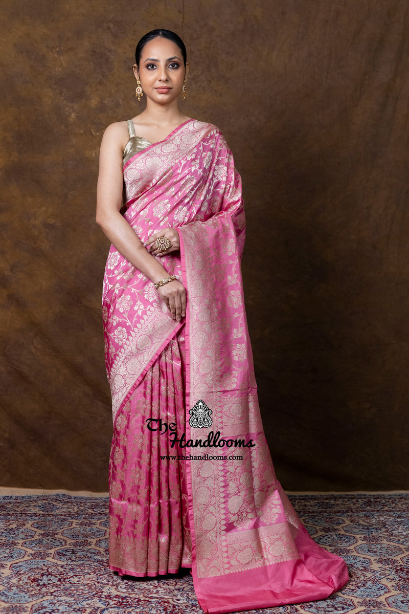 Pure Katan Silk Banarasi Handloom Saree - All Over Jaal Work
