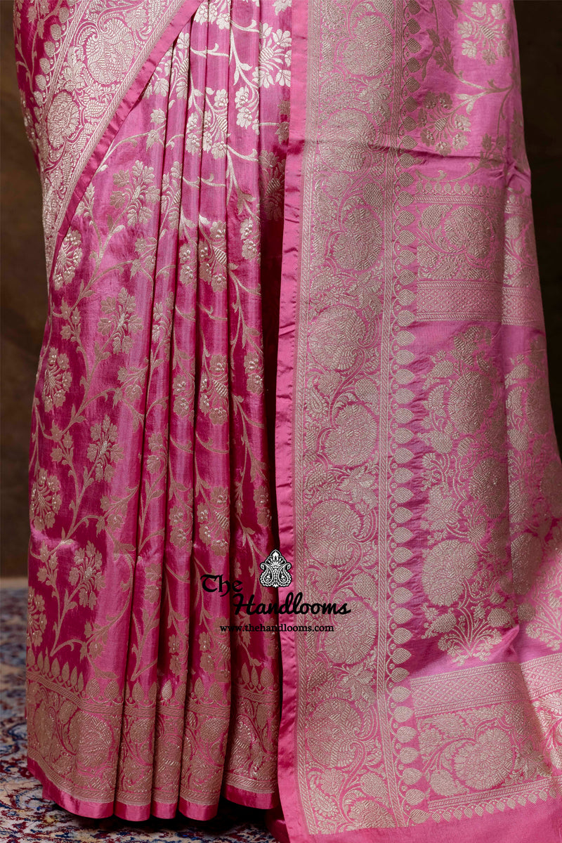 Pure Katan Silk Banarasi Handloom Saree - All Over Jaal Work
