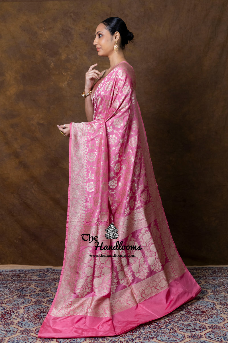 Pure Katan Silk Banarasi Handloom Saree - All Over Jaal Work