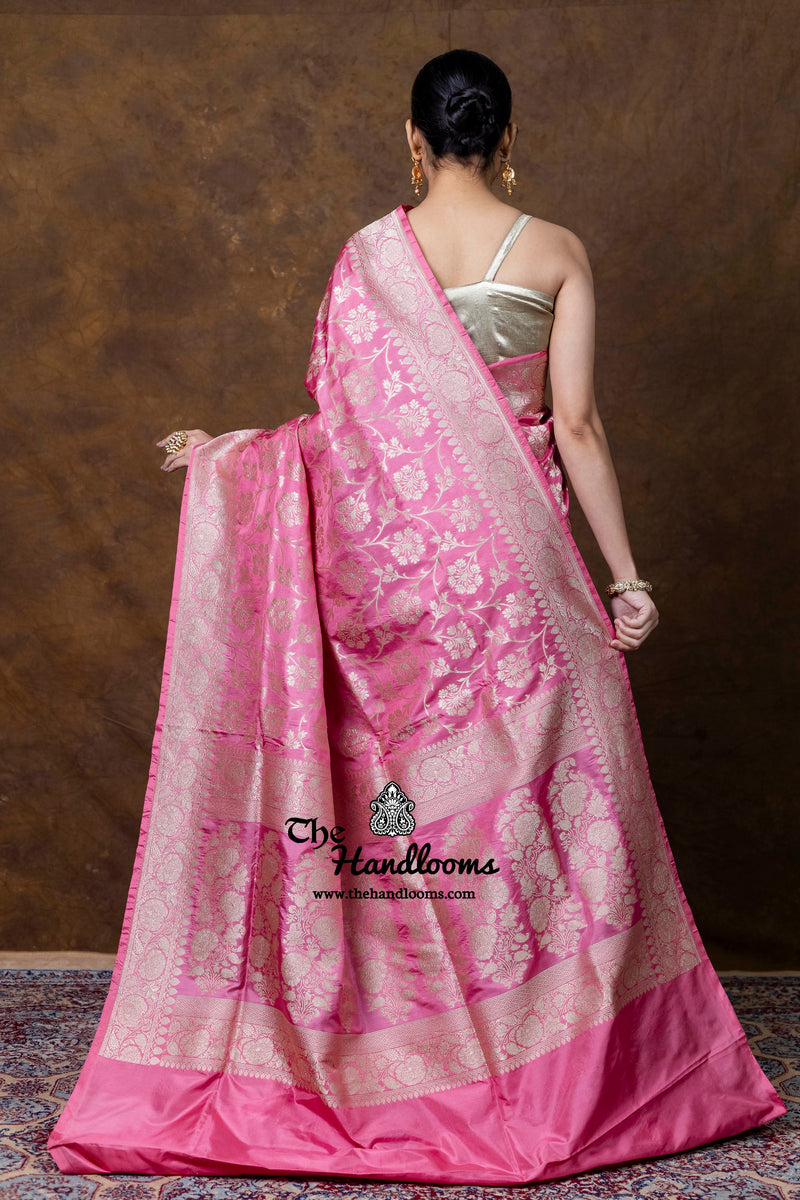 Pure Katan Silk Banarasi Handloom Saree - All Over Jaal Work